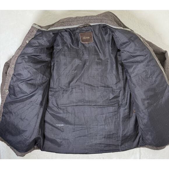 TASSO ELBA Sz Medium Quilted Insulated Puffer Coat Shirt Style Brown Gray - Picture 4 of 6